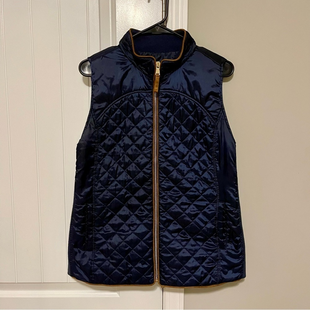 Rafaella Weekend Navy Zip Up Puffer Vest